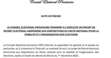 Le CEP soumet un projet de décret électoral révisé à l’Exécutif et annonce un calendrier imminent