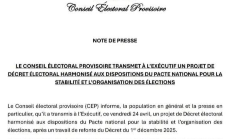 Le CEP soumet un projet de décret électoral révisé à l’Exécutif et annonce un calendrier imminent
