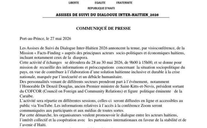 Les Assises de suivi du Dialogue Inter-Haïtien 2026 annoncent une mission de consultation nationale