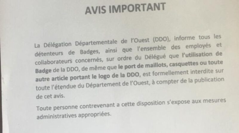 Haïti : la Délégation départementale de l’Ouest interdit l’utilisation de ses badges et articles officiels