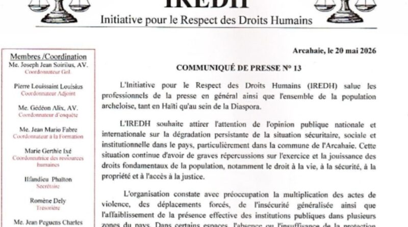 Arcahaie : L’IREDH alerte sur la montée de la violence et des conflits fonciers dans la commune