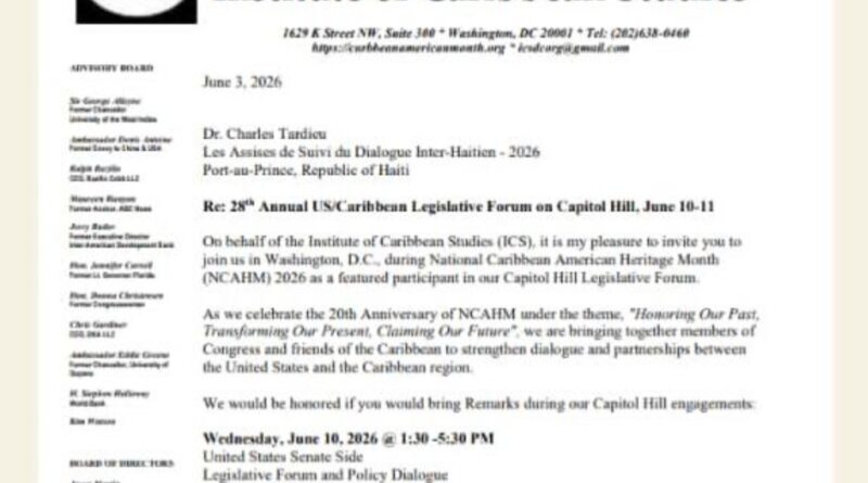 Charles Tardieu portera la voix d’Haïti au 28e Forum législatif annuel États-Unis/Caraïbes à Washington