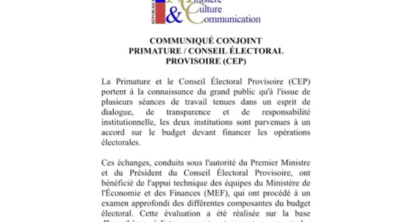 Haïti -Élections : La Primature et le CEP s’accordent sur un budget de 120 millions de dollars américains