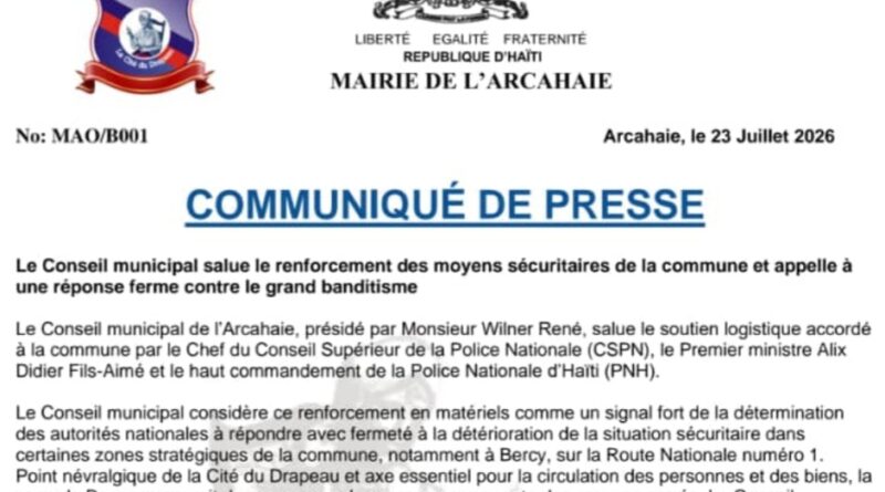 Arcahaie renforce son dispositif sécuritaire et appelle à une réponse nationale contre le banditisme