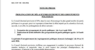 Le CEP accorde un délai supplémentaire pour la formation des groupements politiques
