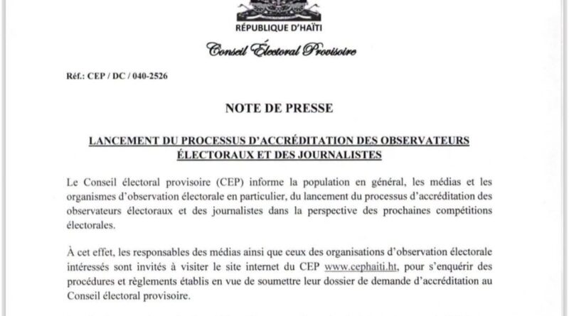 Le CEP ouvre le processus d’accréditation des journalistes pour les élections de 2026-2027