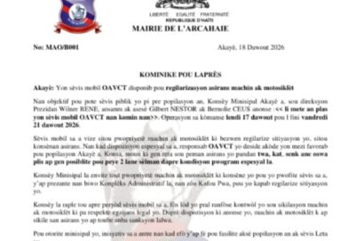 Arcahaie accueille un service mobile de l’OAVCT pour faciliter la régularisation des véhicules