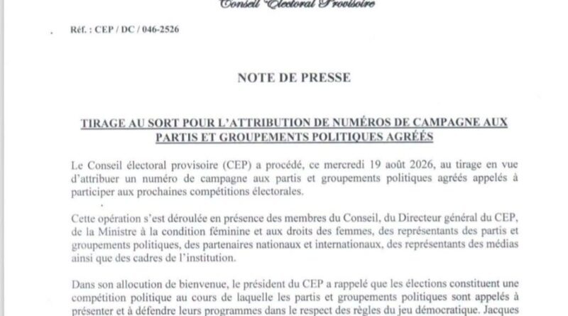 CEP : 88 partis et 17 groupements politiques obtiennent leur numéro de campagne par tirage au sort