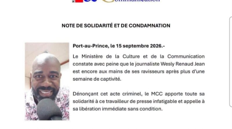 Wesly Renaud Jean toujours en captivité : le MCC appelle à sa libération