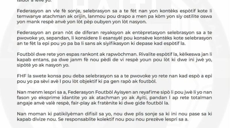 FHF soutni Wilson Isidor epi mande pou respè rete nan mitan rivalite foutbòl la